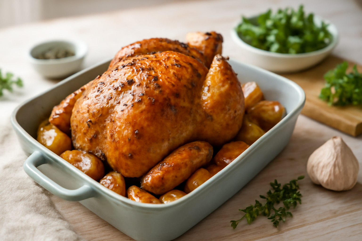 réussir un poulet rôti au four
